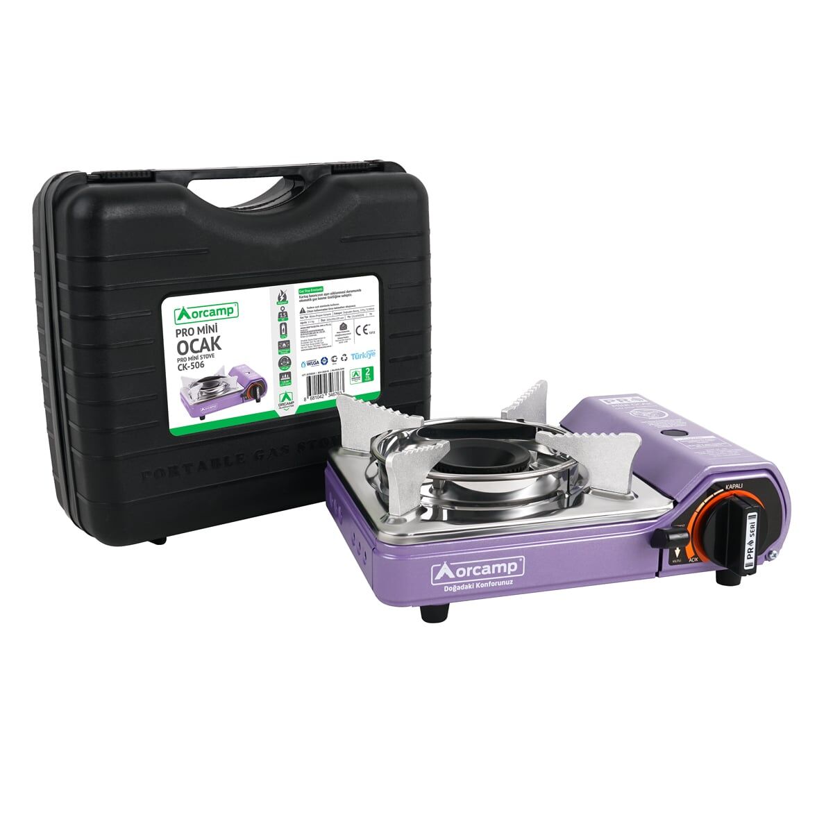 Orcamp Tekli Mini Portatif Ocak Gaz Stop Emniyetli / Mor