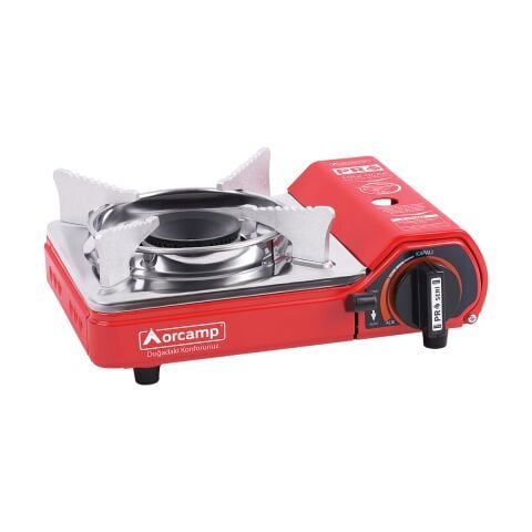 Orcamp Tekli Mini Portatif Ocak Gaz Stop Emniyetli / Kırmızı