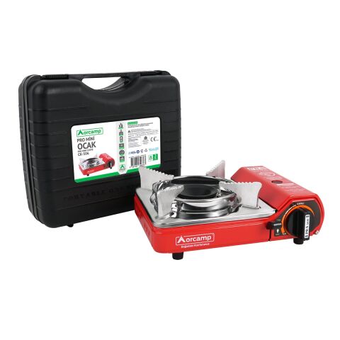 Orcamp Tekli Mini Portatif Ocak Gaz Stop Emniyetli / Kırmızı