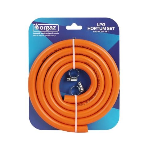 Orgaz Lpg Hortum Set Örgülü Turuncu
